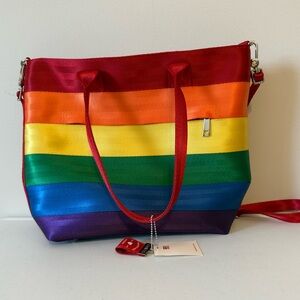 Harveys Rainbow Stripe Tote Bag in Red, Orange, Yellow, Green, Blue, Purple
